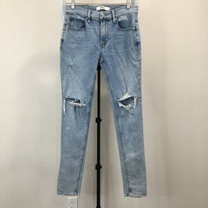HUDSON Light Wash Distressed Ripped 5 Pocket Logo Hardware ZACK Skinny Jeans